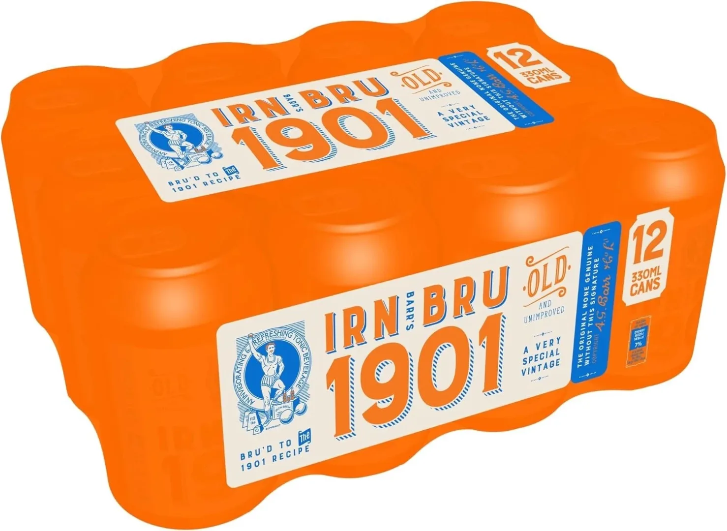 irn bru 1901 - 12 x 330ml Cans Irn-Bru 1901 12 x 330ml can multipack – original recipe Scottish soft drink