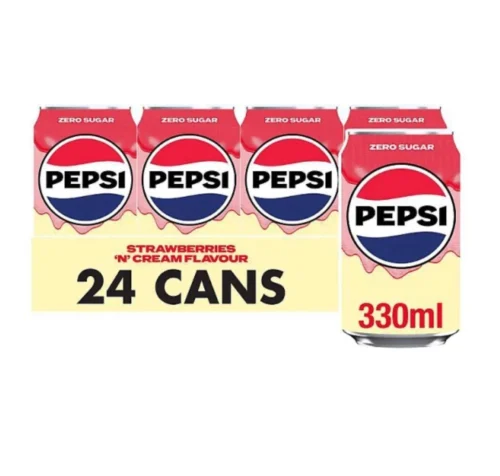 Pepsi Max Strawberry and Cream Zero Sugar 24 x 330ml