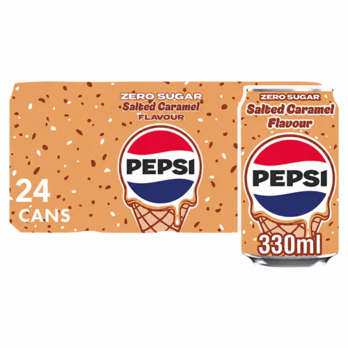 Pepsi Salted Caramel Flavour 24 x 330ml Zero Sugar Soft drink Cans